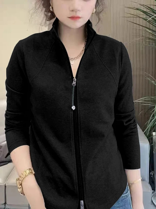 

Женский кардиган Slim Fit с длинными рукавами и молнией, осенне-зимний, модный, универсальный, теплый базовый топ с двойной молнией, на пуговицах