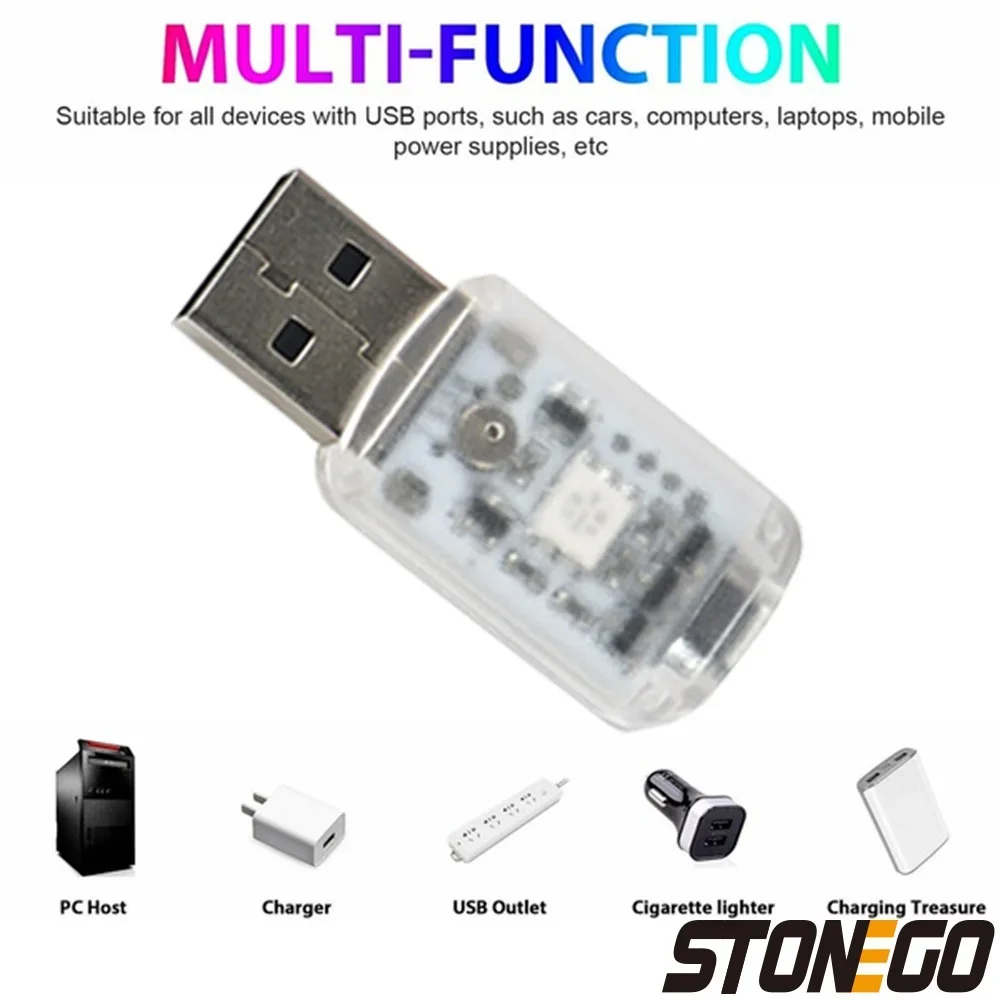 الملونة رومانسية 5 فولت LED سيارة USB جو مصباح الزخرفية المحيطة ضوء للسيارات الداخلية سطح المكتب جدار ديكور