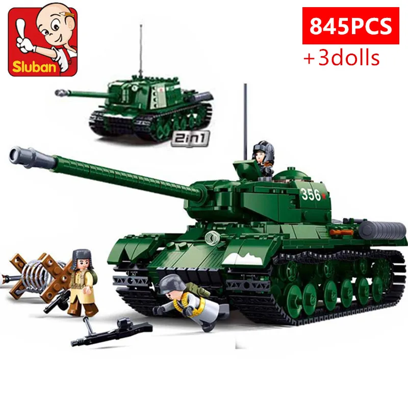 

WW2 Winter IS2 Heavy Attack Tank Aircraft Bricks Military Armored Vehicle Weapon Building Blocks Educational Toys for Children