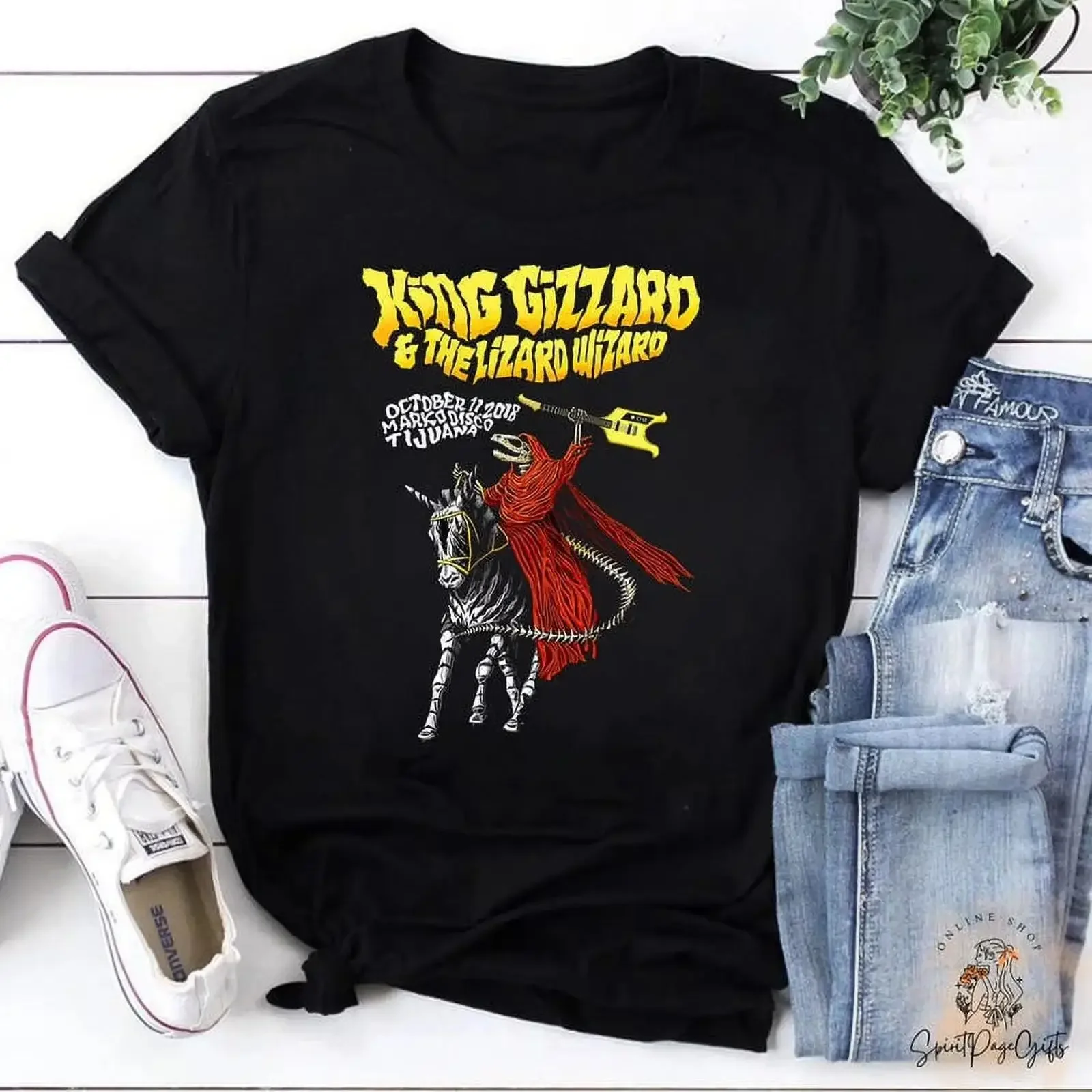 King Gizzard The Lizard Wizard Tijuana T Shirt BL1145 vintage Washed Soft designer clothes Breathable graphic homme Slightly