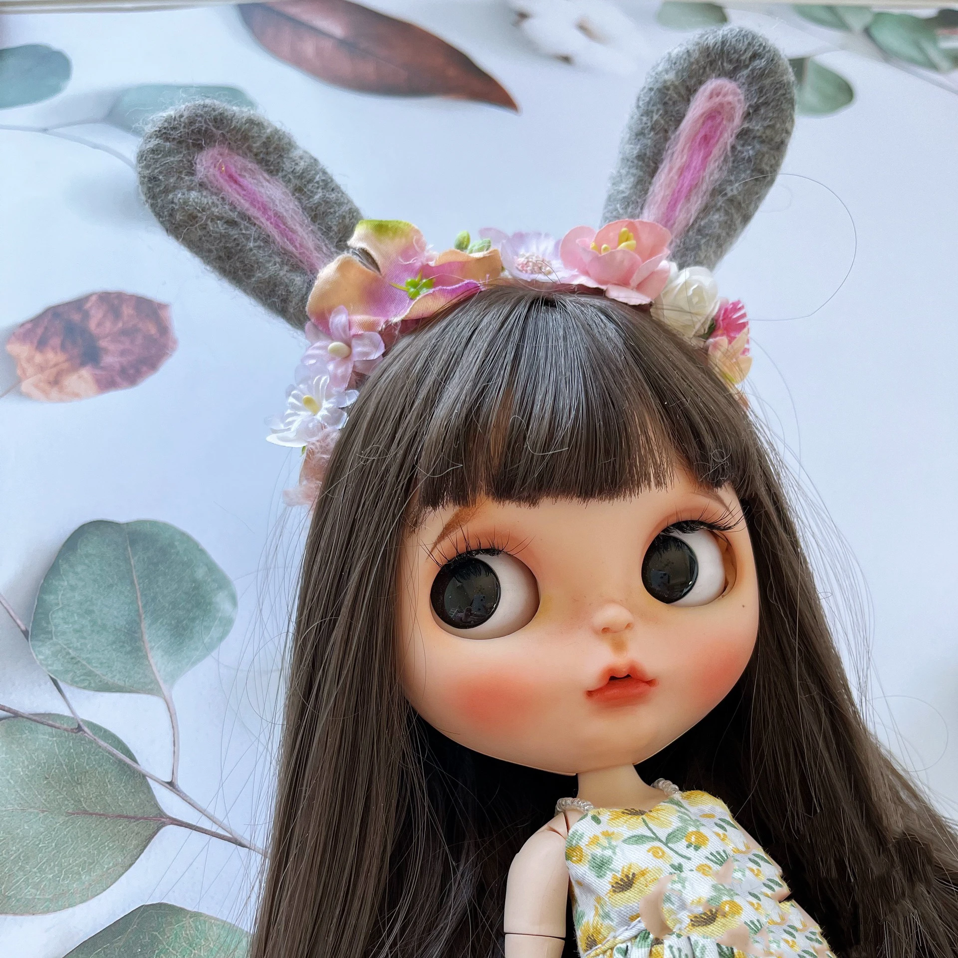 

Blythe ornament handmade Rabbit earshair hoop Headband 1/6 30cm BJD anime girl (Fit for qbaby，Pullip,Ob24, Licca)