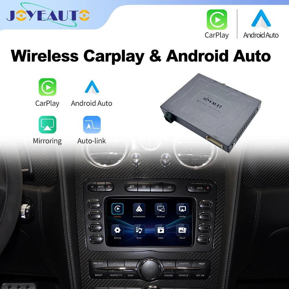 JoyeAuto Wireless CarPlay Android Auto Interface for 2004-2011 Bentley Continental Flying Spur Mirror-Link USB Flash Rear Camera