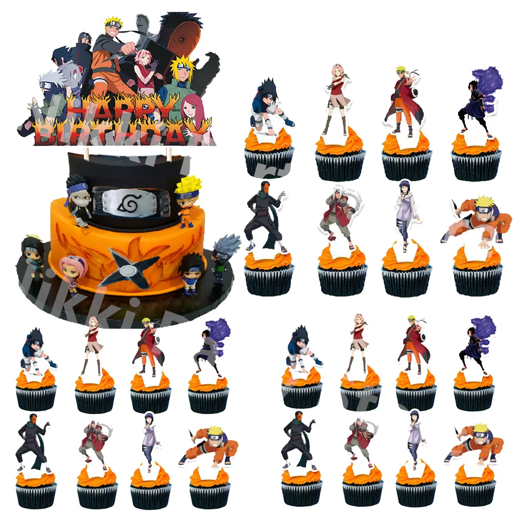 Adorno para tarta de Naruto, figura de Naruto, suministros para fiesta de cumpleaños, decoración de pasteles, adornos para magdalenas, recuerdos de fiesta, juguetes para Baby Shower, regalos