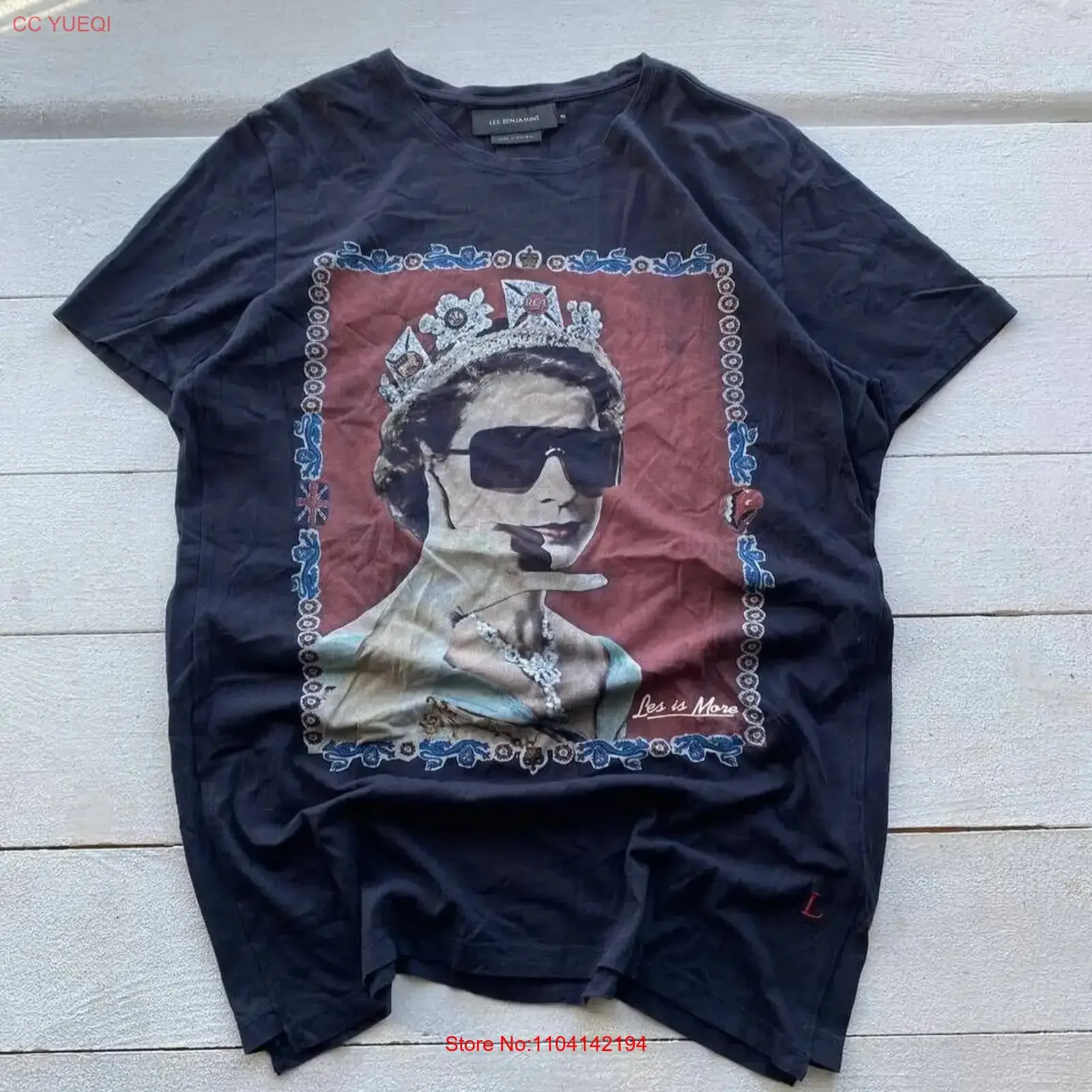 Les Benjamins Logo Blue Mens T Shirt Small Designer Punk Opium RARE vintage Washed streetwear Slightly graphic homme Stylish