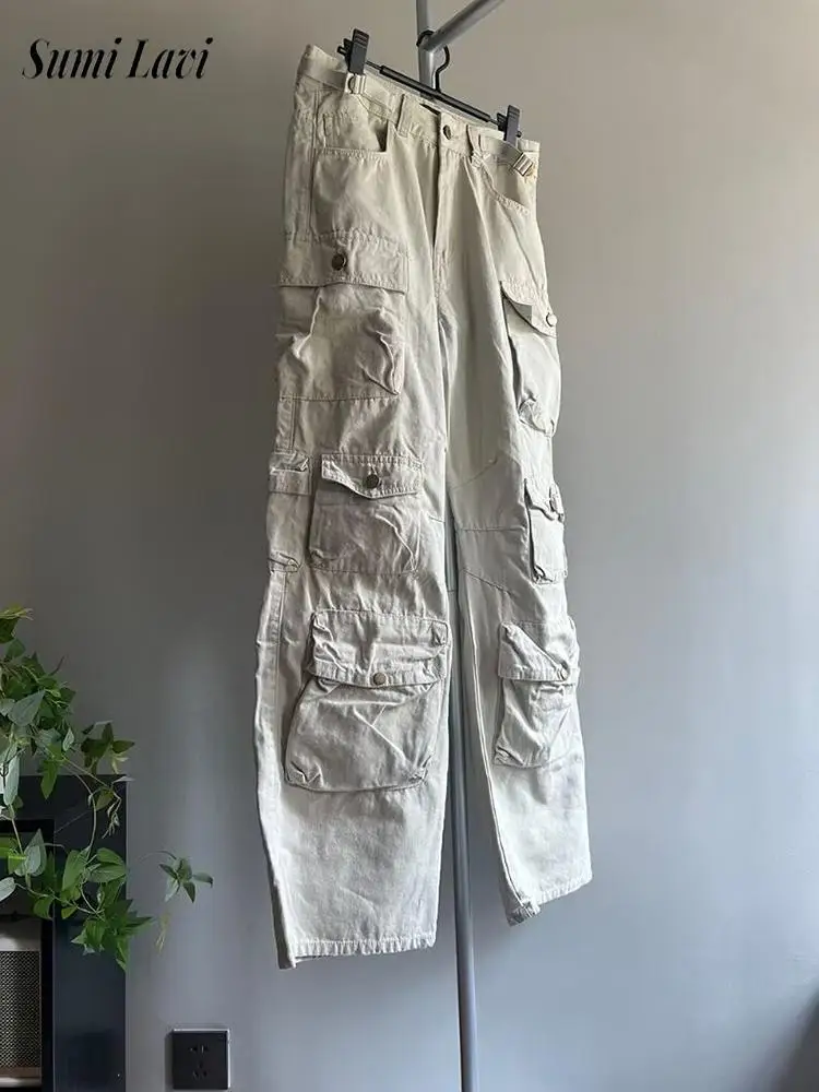 Trendy Mens Patchwork Denim Cargo Pants 2026 Spring Autumn Stylish Solid Color Multi Pocket Patchwork Jeans Men Bottoms Trousers