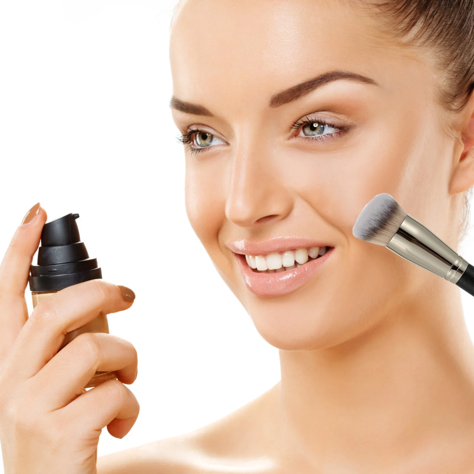 Makeup Foundation Brush Portable Lightweight Ergonomic Cosmetics Brush Blending Tool for Powder Cream Liquid Application