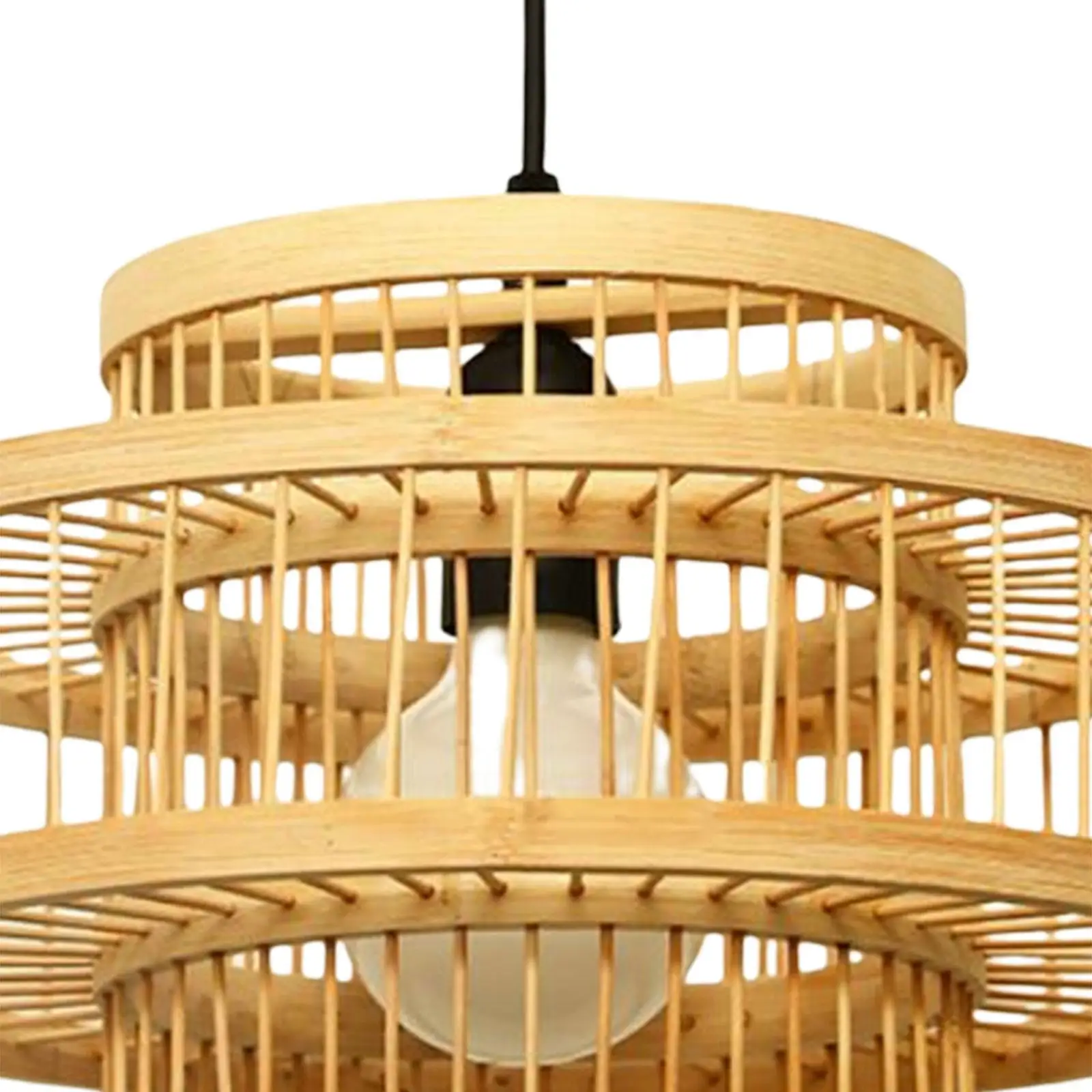 Handwoven Bamboo Lamp Shade Ceiling Light Cover Chandelier Rustic Retro Style
