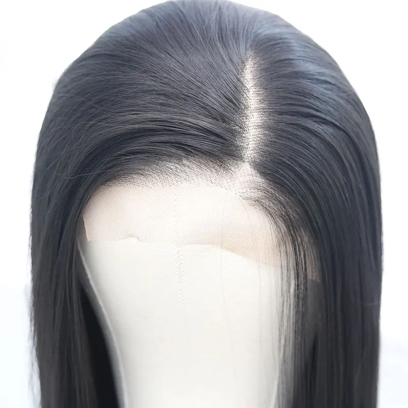 Straight Synthetic Hair 13*4inch Lace Front Wigs Black Color Heat Resistant Fiber Natural Hairline Side Parting For Women Wigs