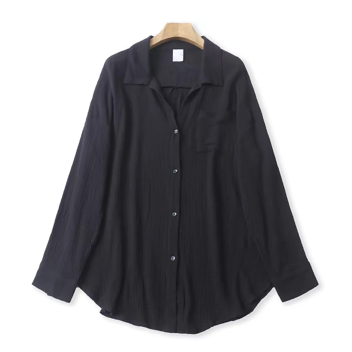 Women's Casual Long Sleeve Shirts Fashion Loose Solid Color Beach Shirts Spring Plus Size Vintage Chic Cotton Shirt