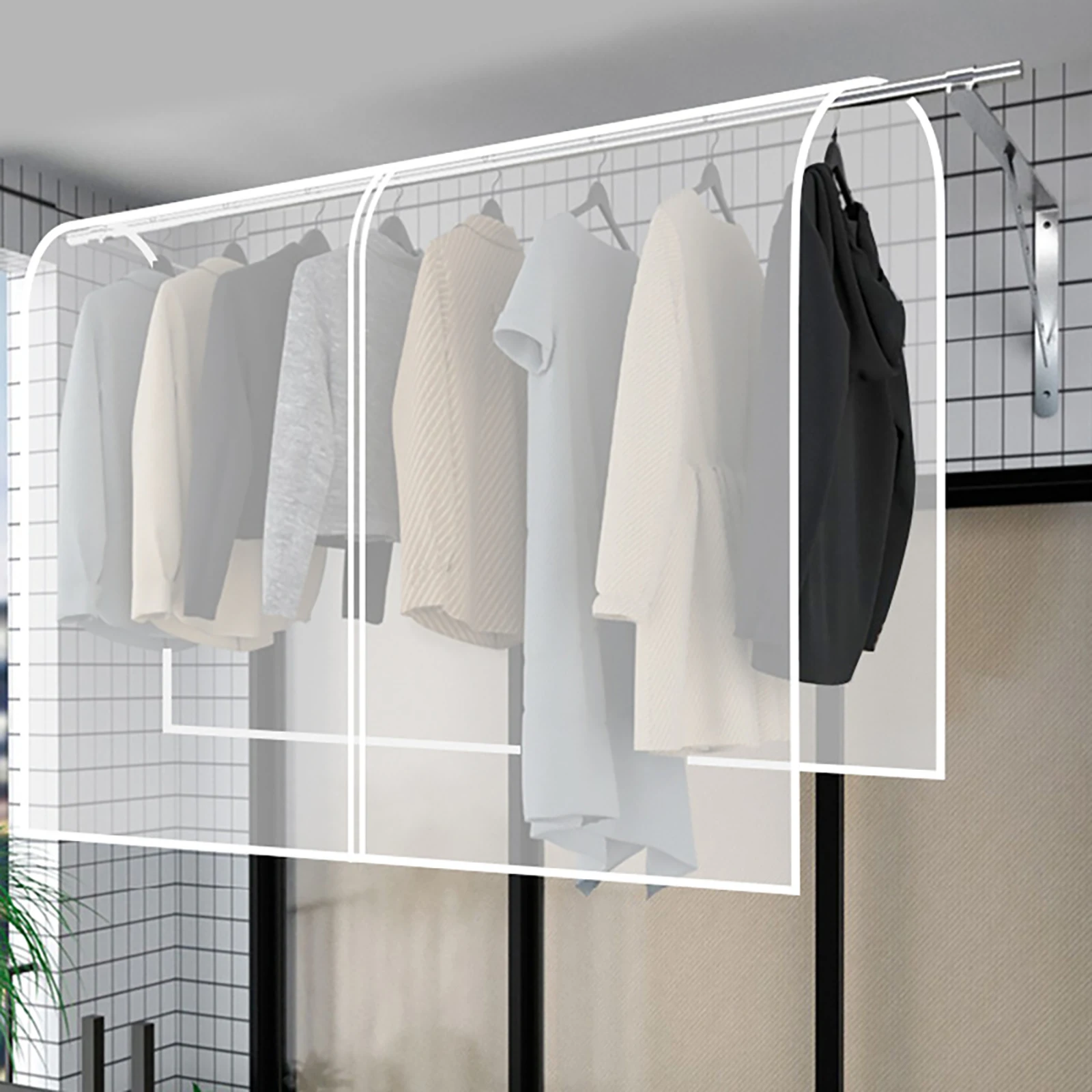 

Garment Rack Cover Clothes Racks Rain Balcony Protector Coat Bag Outdoor Wardrobe Clothes Cover Hanging Garment Suit
