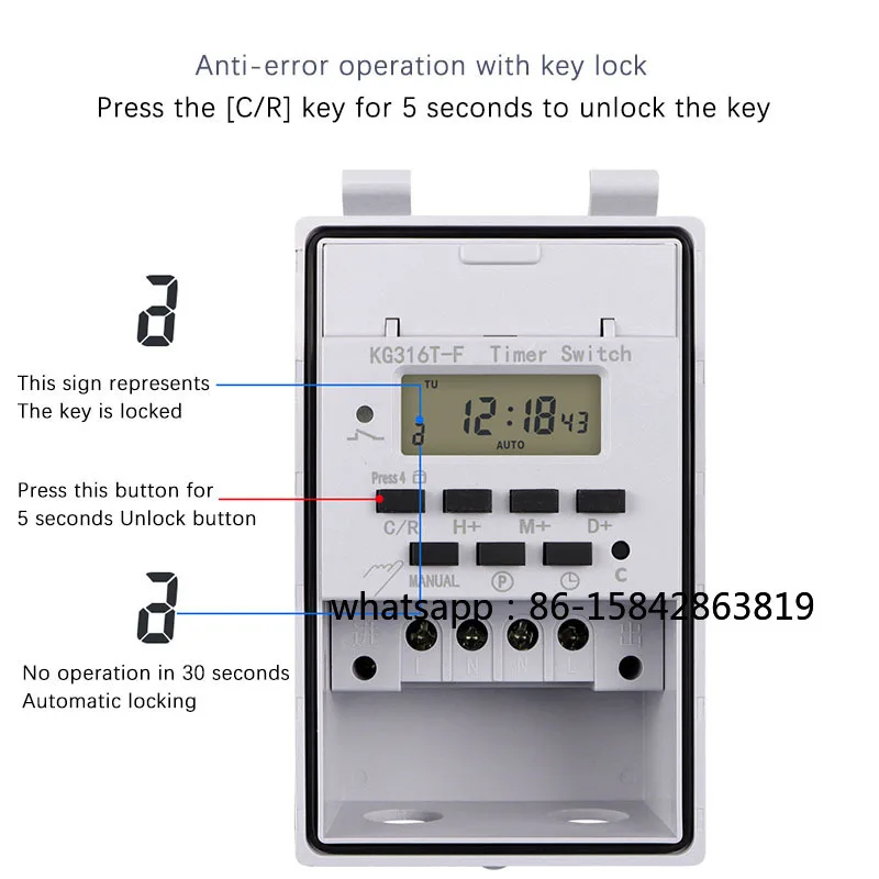 220V Intelligent Timer KG316T-F Household Time Control Switch Time Controller Automatic Switch Timing With Waterproof Box