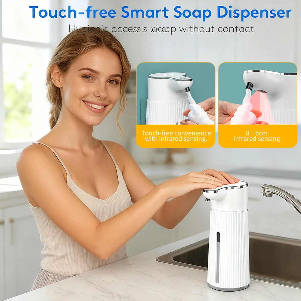 

Automatic Hand Soap Dispenser Touchless Smart Foam Hand Wash Machine 400ML Liquid Soap Bubble Maker Wall-Mounted Soap Dispenser