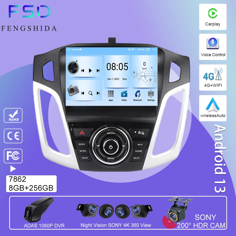 

Android Car For Ford Focus 3 Mk 3 2011 2012 2013 2014 2015-2019 Car Multimedia Head Unit Player Car Radio Stereo GPS Navigation