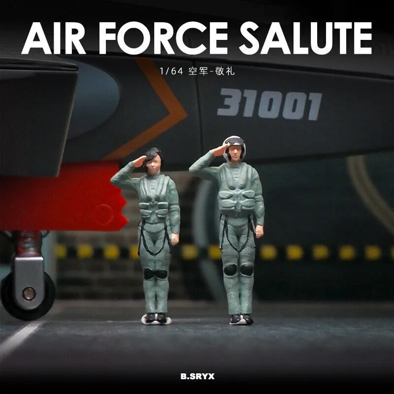 Diorama 1/64 Airman Soldier Salute Resin Figure Model Scene Display Doll Model