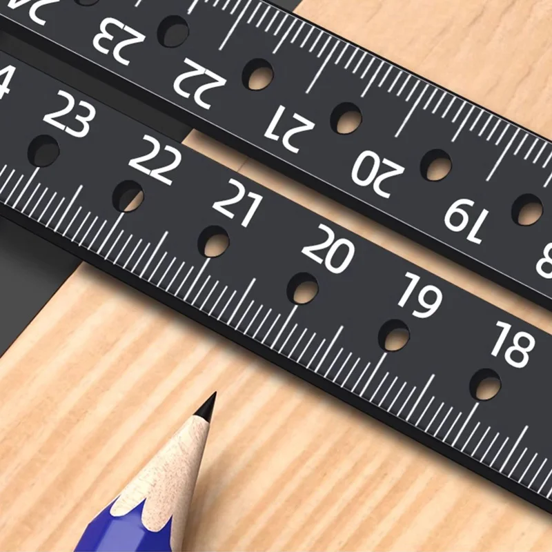 30 cm Präzisionsmarkierung rechtwinkliges Lineal 45/90 Grad Lochwinkellineal Industrielle Anreißer Markierungslehre Zeichnen Sie einen Kreis Holzbearbeitung – Detail 6