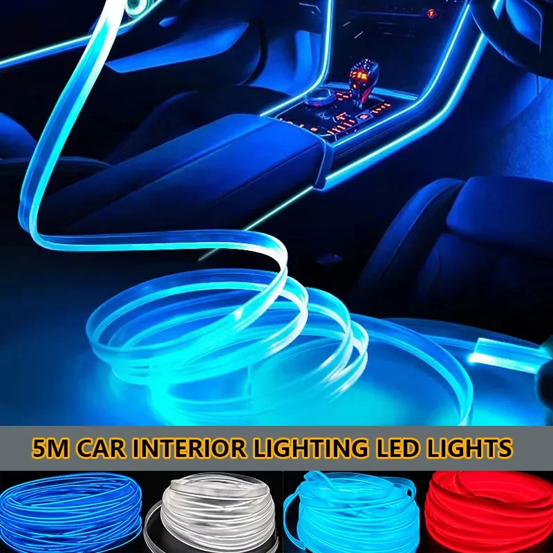 Car Interior Decorative Lamps EL Wiring Neon Strips For Auto DIY Dash Board Consol Ambient Light USB Atmosphere Lamp 1M/3M/5M