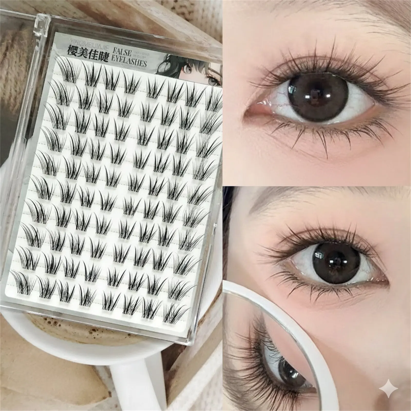 No Glue Need Sunflower Long Eyelashes Individual Lashes Cluster Self-adhesive Natural Comic False Eyelash Lash Extension