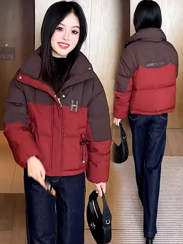 

Faionable ort Color Blo down Cotton Jaet Women's Winter New Sle Slimming Small Size Cotton Coat Korean Sle Straig...