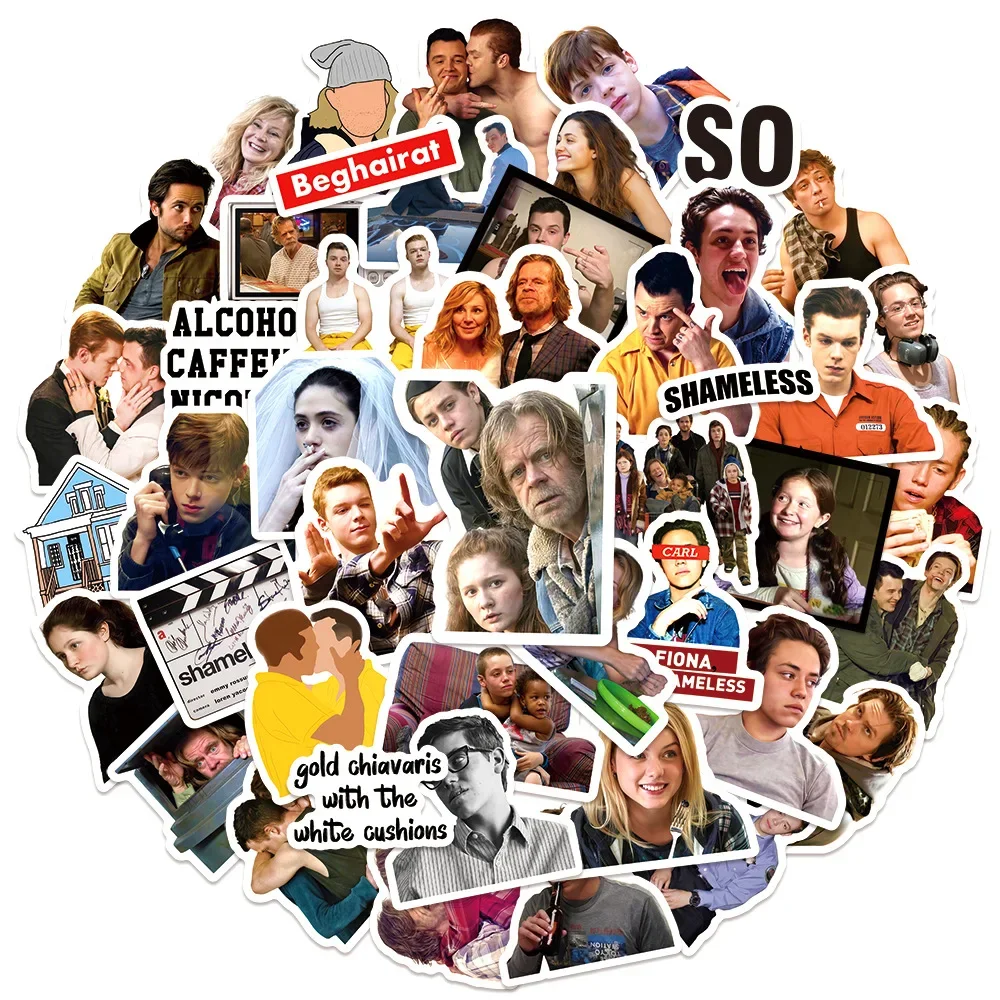 58-teiliges Shameless TV-Show Aufkleber-Set Coole DIY Graffiti-Dekoration für Wasserflaschen Gitarre Gepäck Skateboard Wasserfeste Aufkleber Kinderspielzeug Geschenk