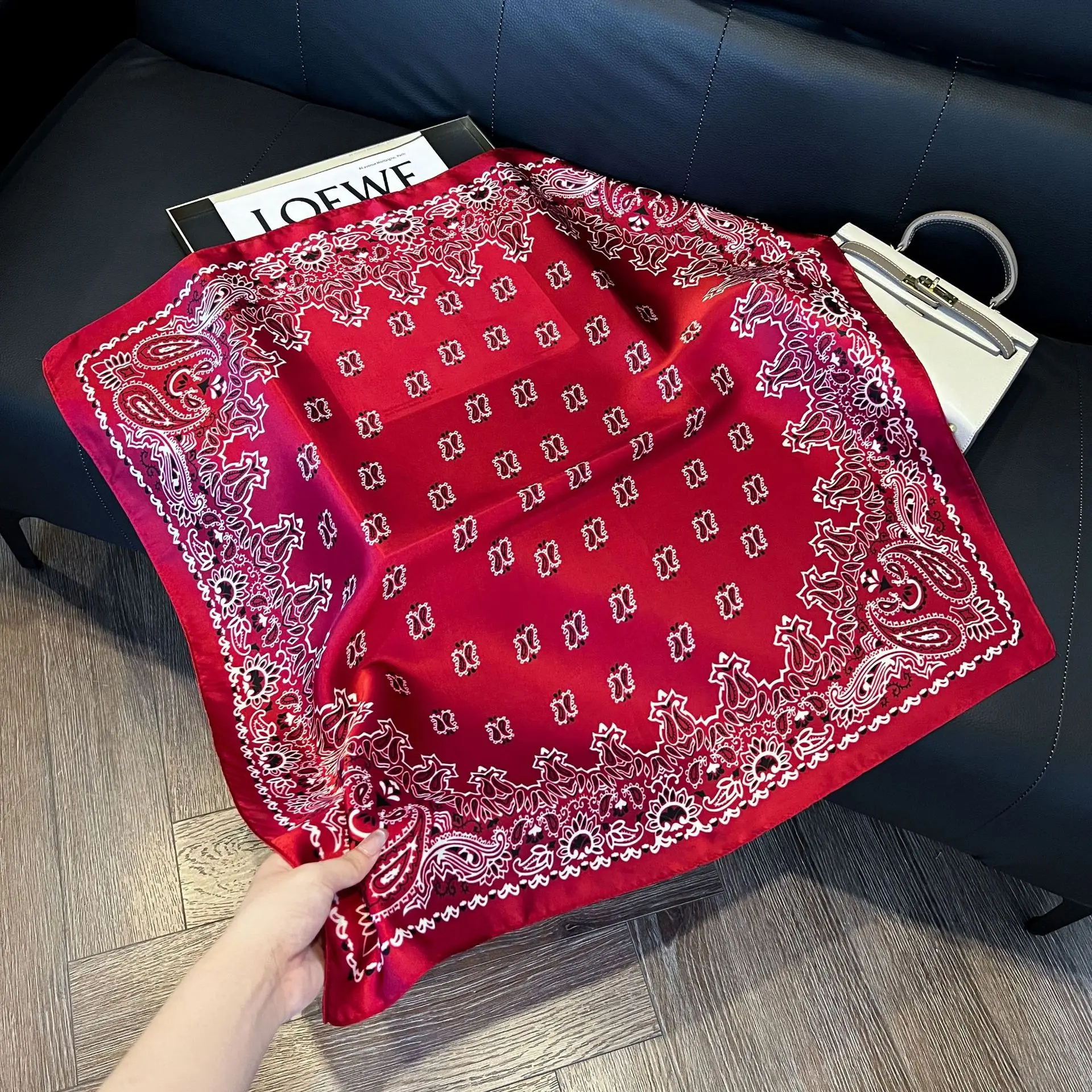70x70cm Print Square Scarf For Women Silk Shawl Neckerchief Female Hair Bands Head Wraps Headband Foulard Satin Hijab Bandana