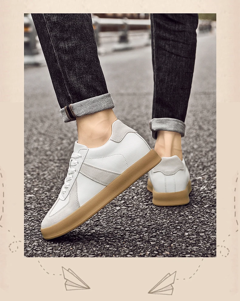 Men's Invisible Height Increasing Shoes 6/8cm German Training Shoes Breathable Genuine Leather Retro Casual Sports Shoes
