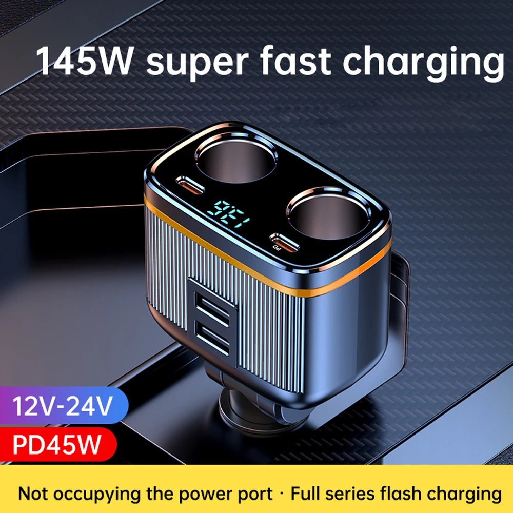 Автомобильное USB-зарядное устройство, сверхбыстрая зарядка, адаптер прикуривателя, 6-портовое зарядное устройство для телефона для автомобиля, 12 В/24 В постоянного тока