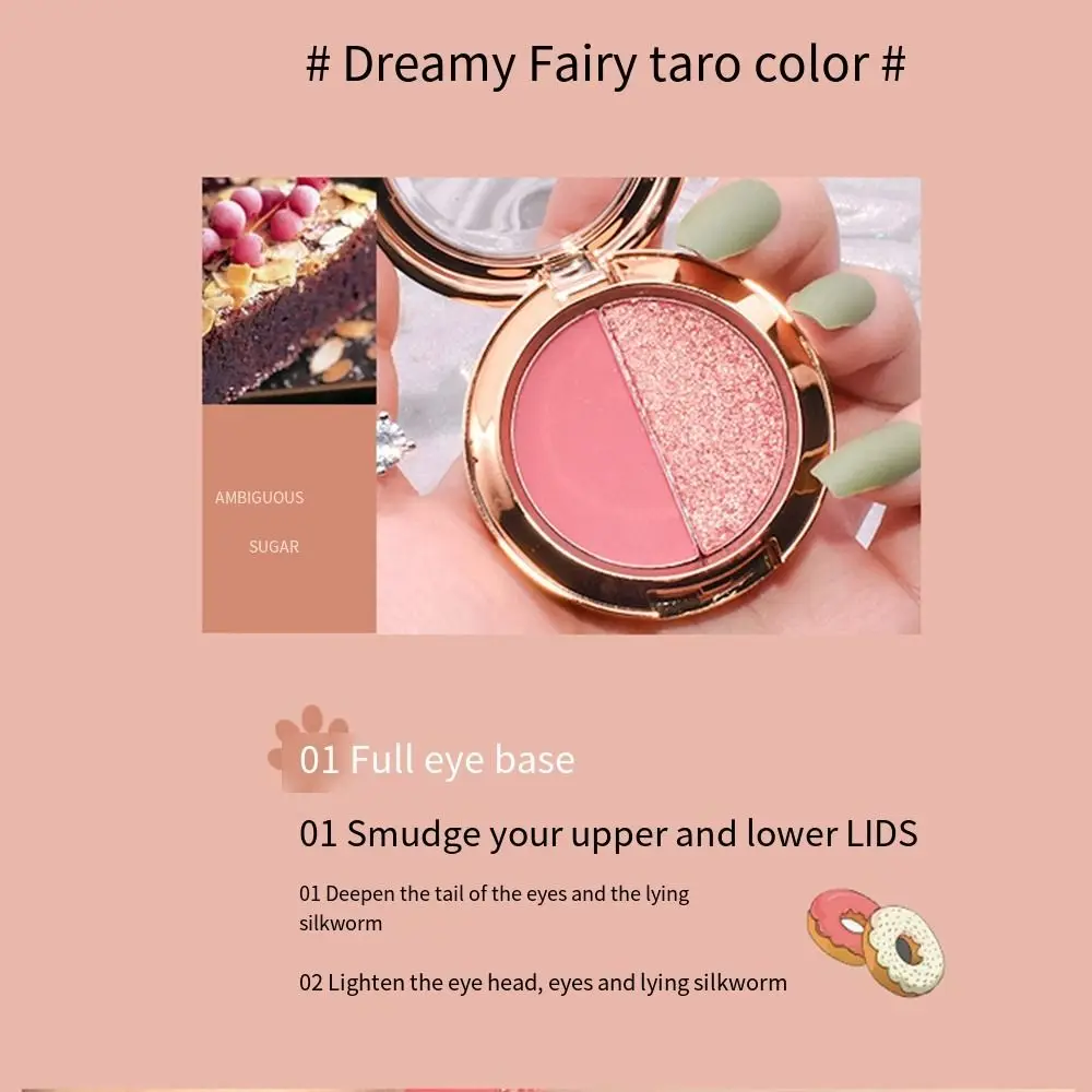 Waterproof Matte Eye Shadow Silver Flash Shimmer Eye Shadow Tray Pearly Lustre Long-lasting Two-Color Eye Shadow Palette