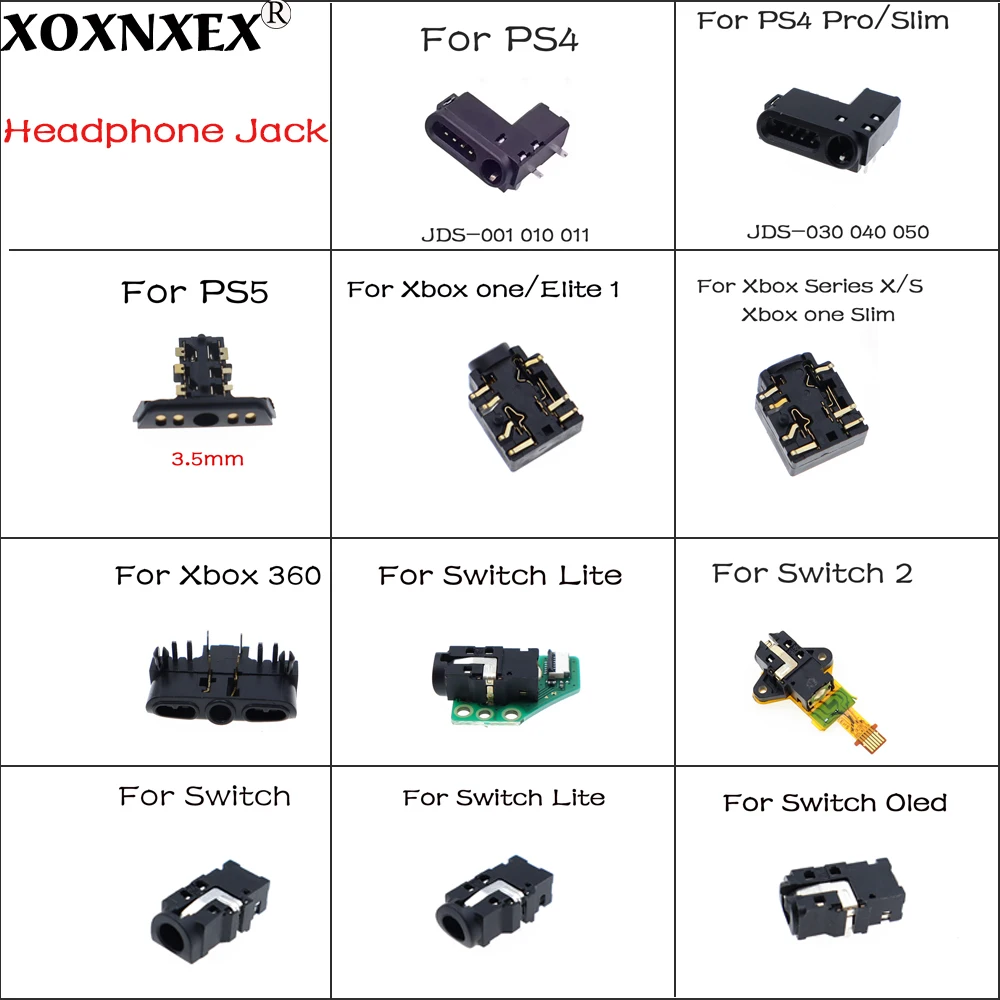 1/2PCS Headset Plug Port Female Socket Headphone Jack For PS5 PS4 Pro Switch Xbox 360 For Xbox One S Elite Series S/X Controller
