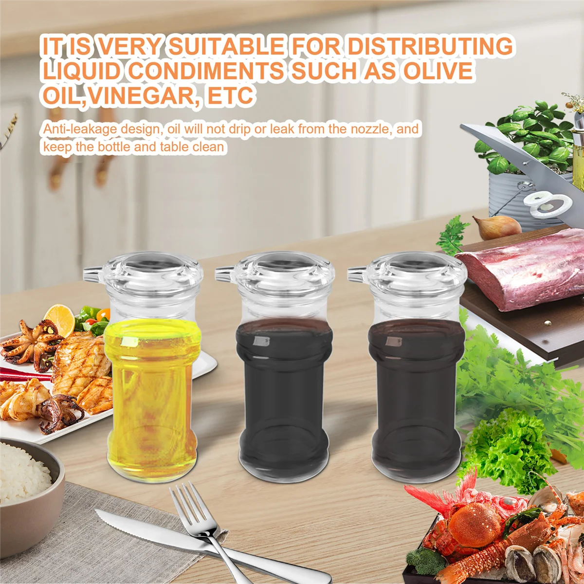 AB53 Agitatore per dispenser per barbecue, bottiglia di olio d'oliva, aceto, salsa di soia acrilica trasparente, 100 ml