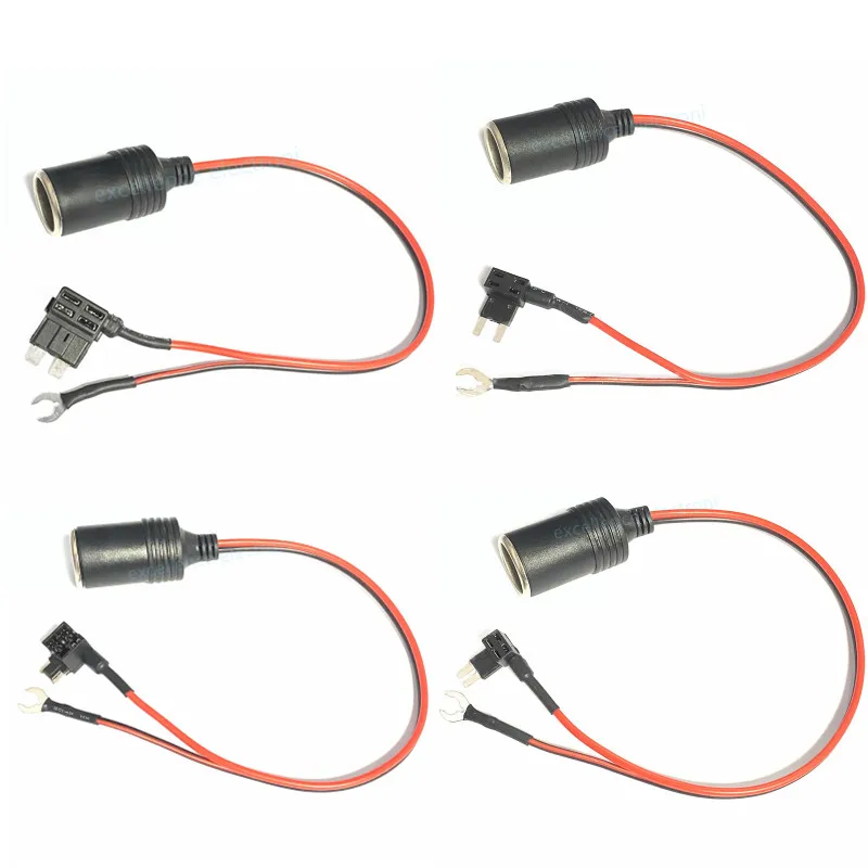 1pcs Car Cigarette Lighter Charger Cable Female Socket Plug Small Mini Medium Connector Adapter Cable Fuse