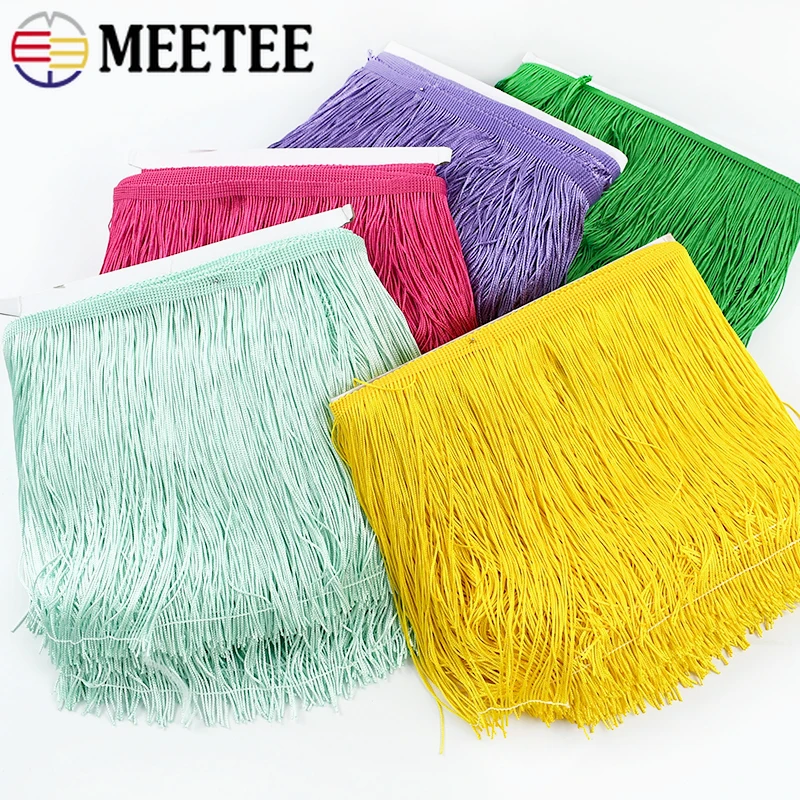 

5/10M Meetee 20cm Polyester Tassel Fringe Lace Ribbon Sewing Stage Latin Dress Tassels Curtain Decoration Trimming Accessories