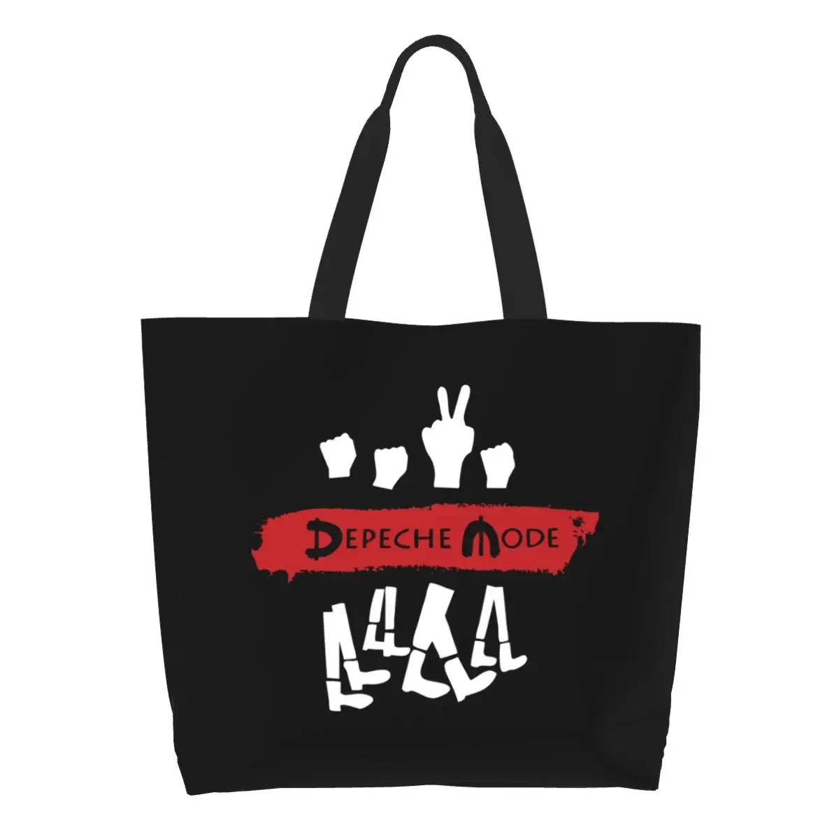 Custom Depeche Cool Mode Electronic Rock  Shopping Bag Cute Print Shopper Shoulder Tote Bags Large Capacity Durable Handbag