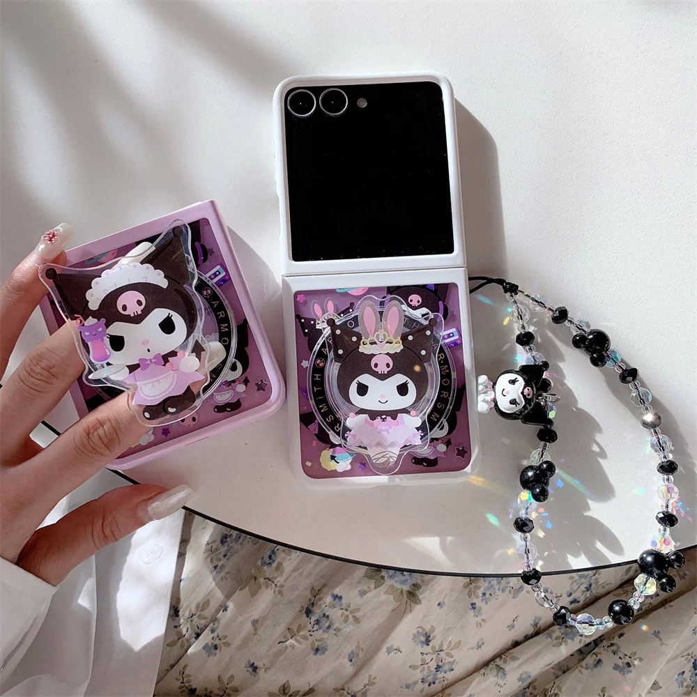 

New Funny Cartoon Kulomi Rabbit Phone case For Samsung Galaxy Z Flip 7 Flip5 6 flip 6 7 cover With Magsafe Stand Protection Fund