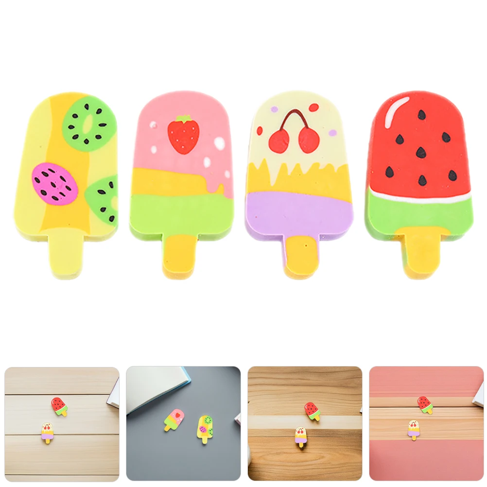 

40Pcs Ice Cream Erasers Fun Mini Fruit Shaped Erasers for Kids School Classroom Rewards Supplies Cartoon Dessert Eraser