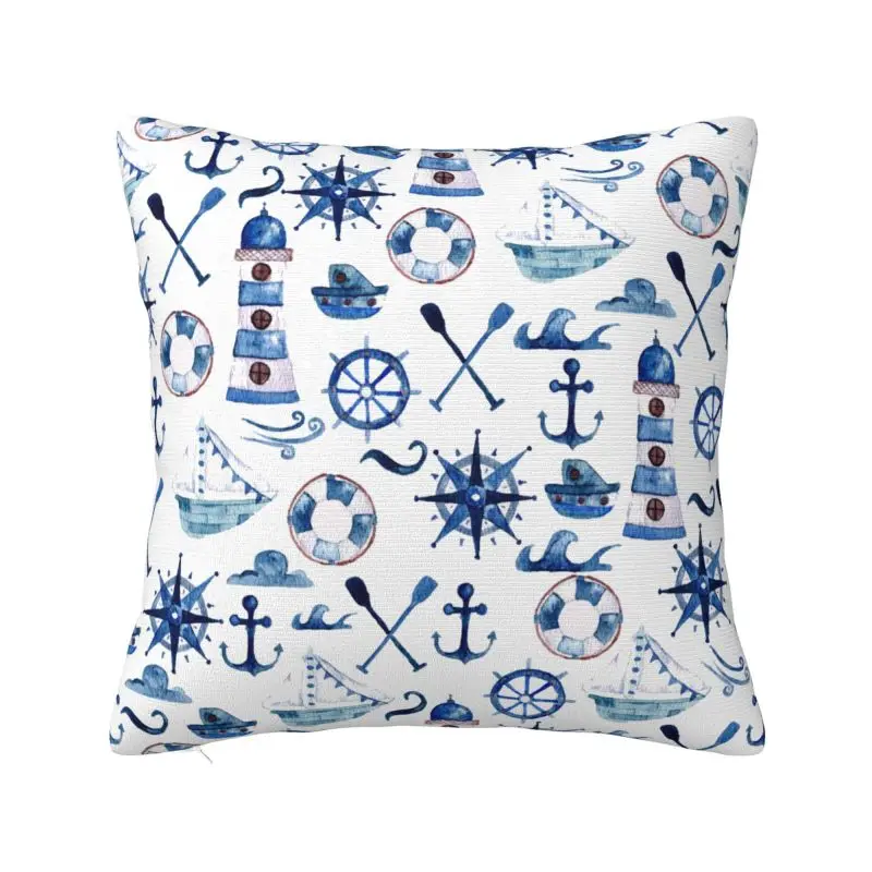 Custom Luxury Nautical Sailors Pattern Throw Pillow Case Home Decorative Square Cushion Cover Pillowcover for Living Room