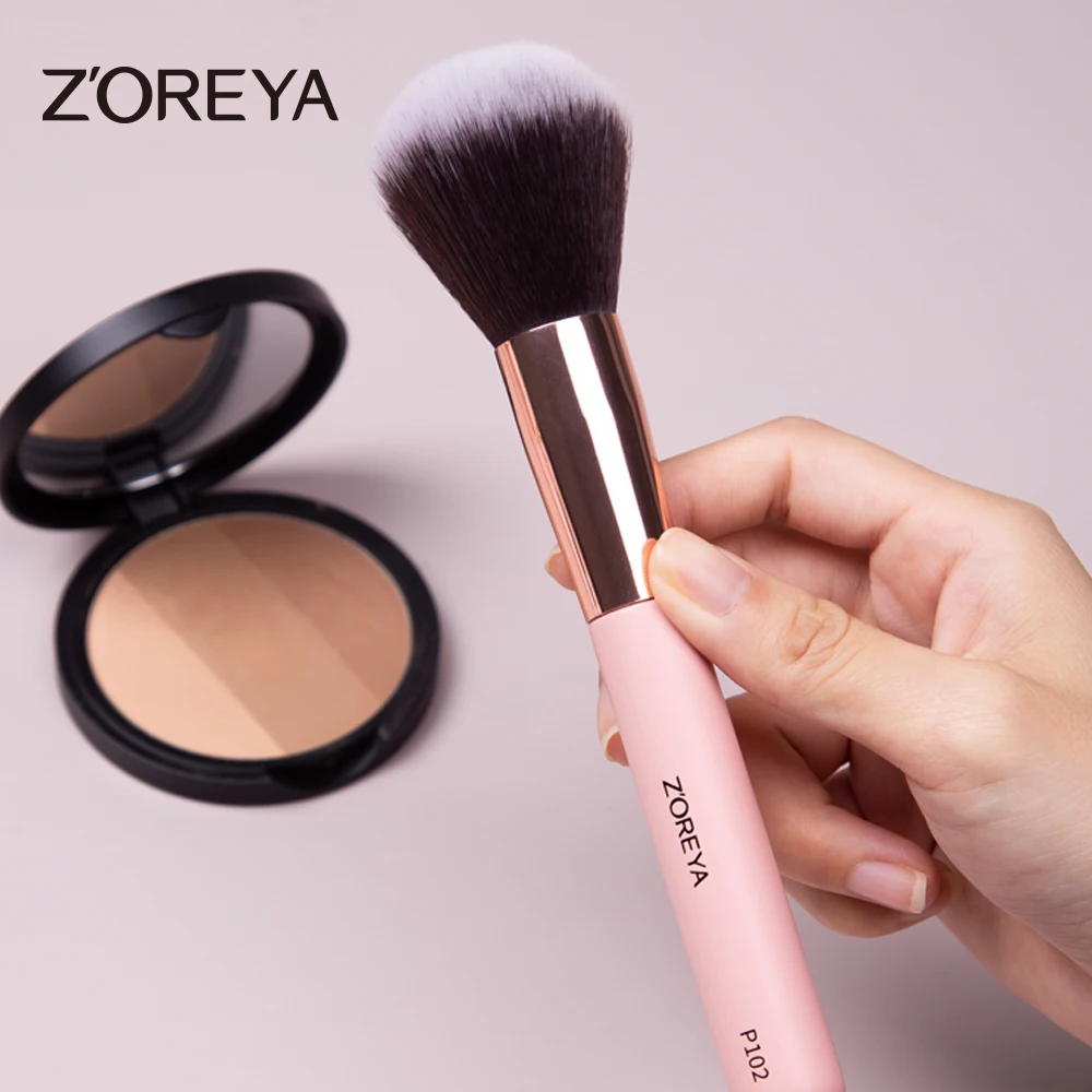 ZOREYA  Foundation Makeup Brushes Powder Blush Contour Concealer Synthetic Hair Professional Single Pink Face Makeup Brush