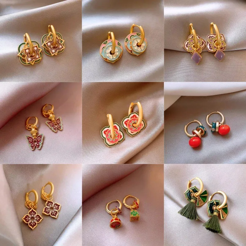 Modern Boho Jewelry Elegant Temperament Color Flower Drop Earrings For Women Female Gifts Delicate Design Ear Accessories