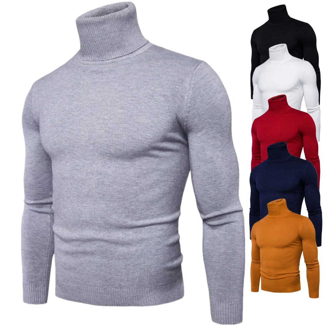 Schede Slim Fit Heren Trui Gebreide truien Coltrui Truien Effen Lange mouw Slim Fit Basics Casual Standaard Wol