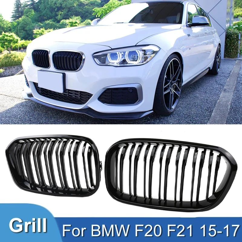 자동차 앞 범퍼 그릴 키드니 레이싱 그릴, BMW 1 시리즈 F20 F21 118i 120i 125i 116i 15-17 더블 슬랫 교체 그릴