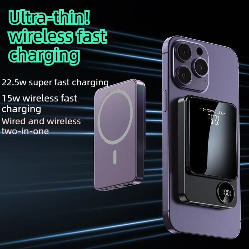 10000mAh Magnetic Wireless Power Bank Portable Fast Charging External Battery Charger For Xiaomi, Apple & Android Phones