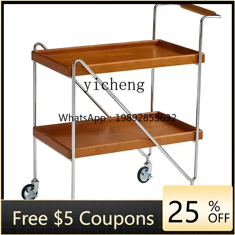 

XLL removable side sofa cart retro shelf living room solid wood bedside table