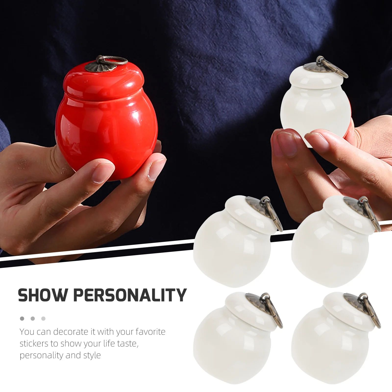 

4Pcs Vintage Ceramic Balm Jars Tea Storage Container Practical Multi-Functional Home Travel Business Trip Powder Perfume