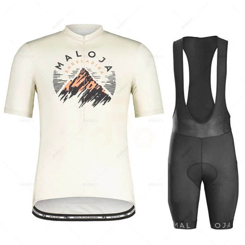 Maloja-Cycling Jersey Set for Men, Short Sleeve Set, 19D Bib Shorts, Bicycle Clothes, Sportwear Shirt, Clothing Suit, Summer, Ne