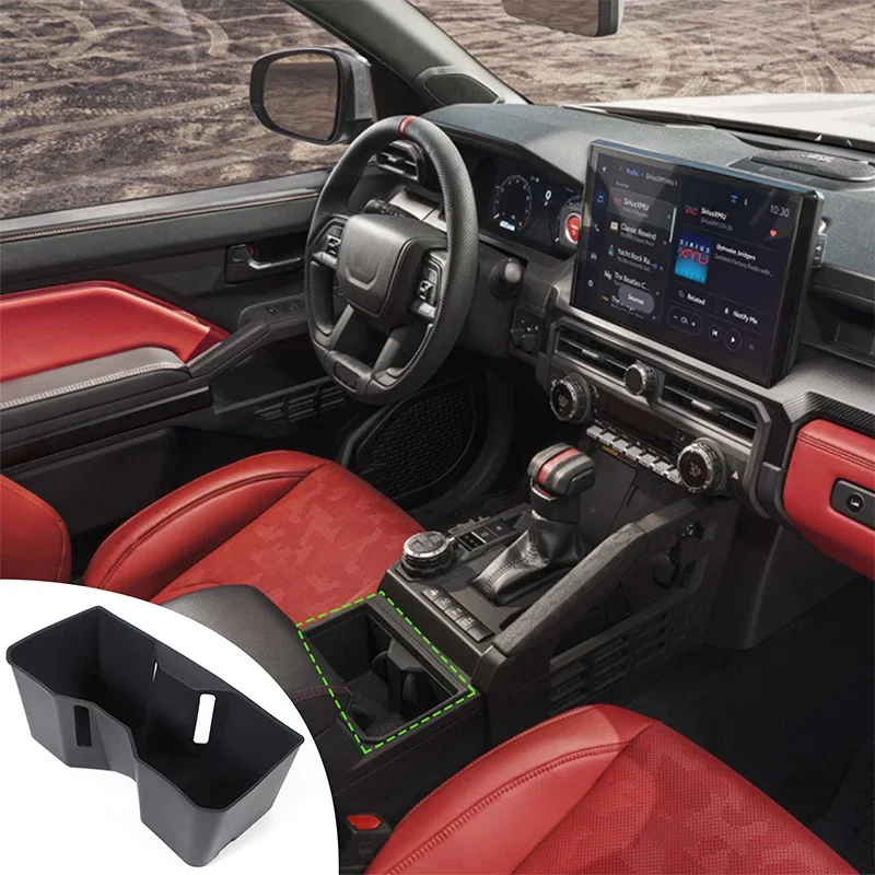 

For Toyota Tacoma 2024-2025 Silica Gel Black Car Front and Rear Cup Holder Storage Box Protective Cover Car Accessories