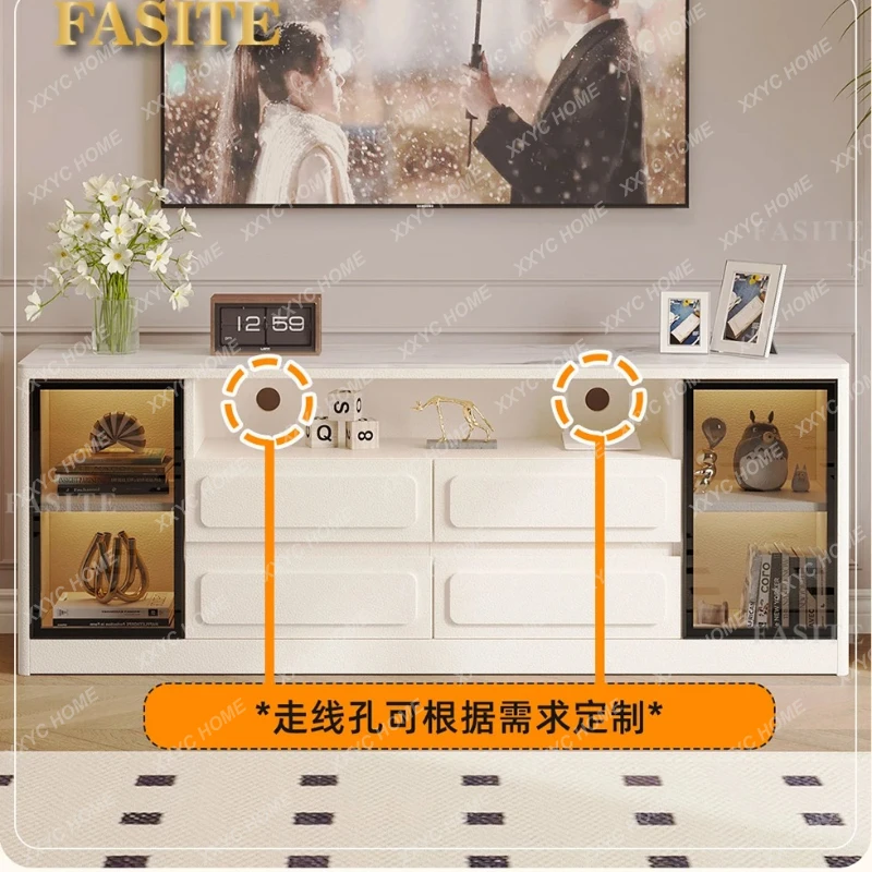 

LLight luxury high-end rock panel TV cabinet, living room floor cabinet, high floor TV cabinet