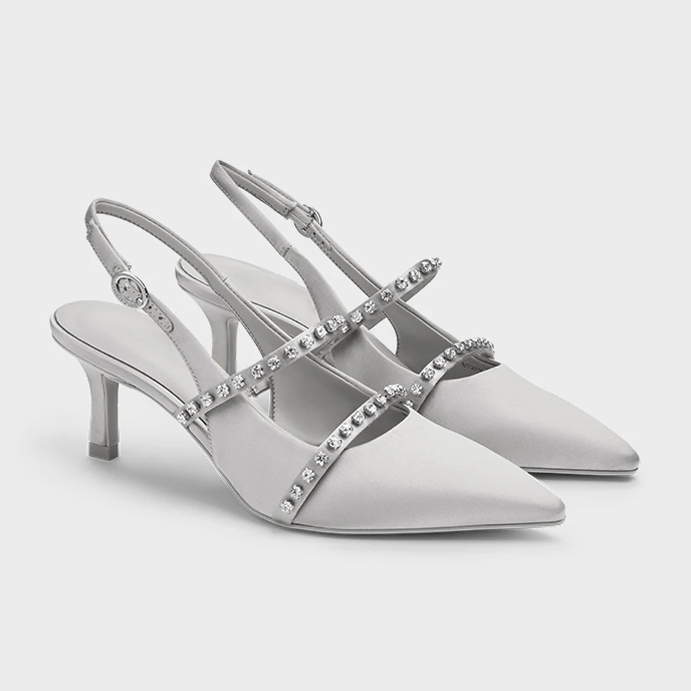 

FWRD Women's Satin Pointed-Toe Rhinestone Strap High-Heel Sandals, Comfortable for Weddings & Evening Parties #FWRD000265