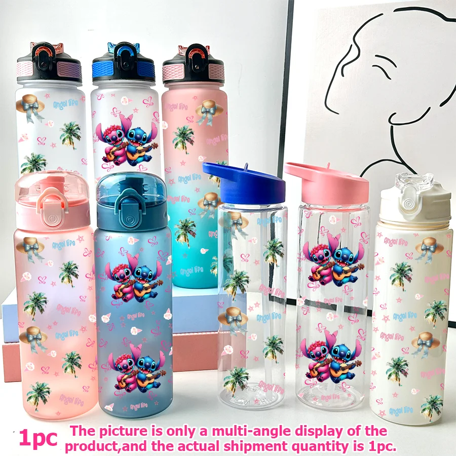 

1 шт. Disney, вышивка, ангел с принтом 23-32 унций, многопластиковая бутылка для воды, портативная спортивная чашка для воды, подарок на день рождения