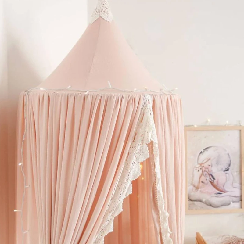 Ins Baby Room Decor Mosquito Net Kid Bed Curtain Canopy Round Crib Netting Tent Baldachin 240cm Bedroom Girl Canopy Cot