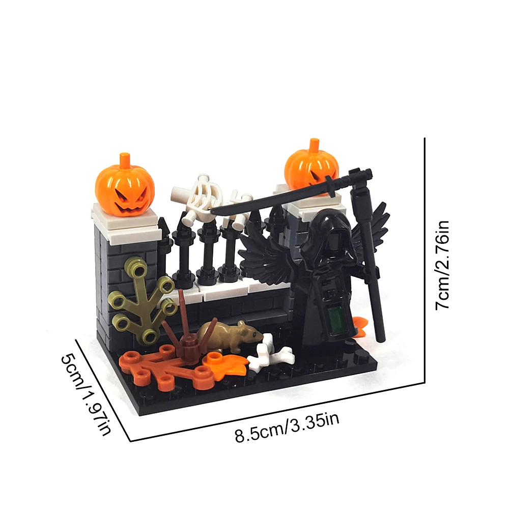 Moc bloco de construção brinquedo conjunto halloween casa assombrada diy montagem horror cemitério cena construção combinação festival presente