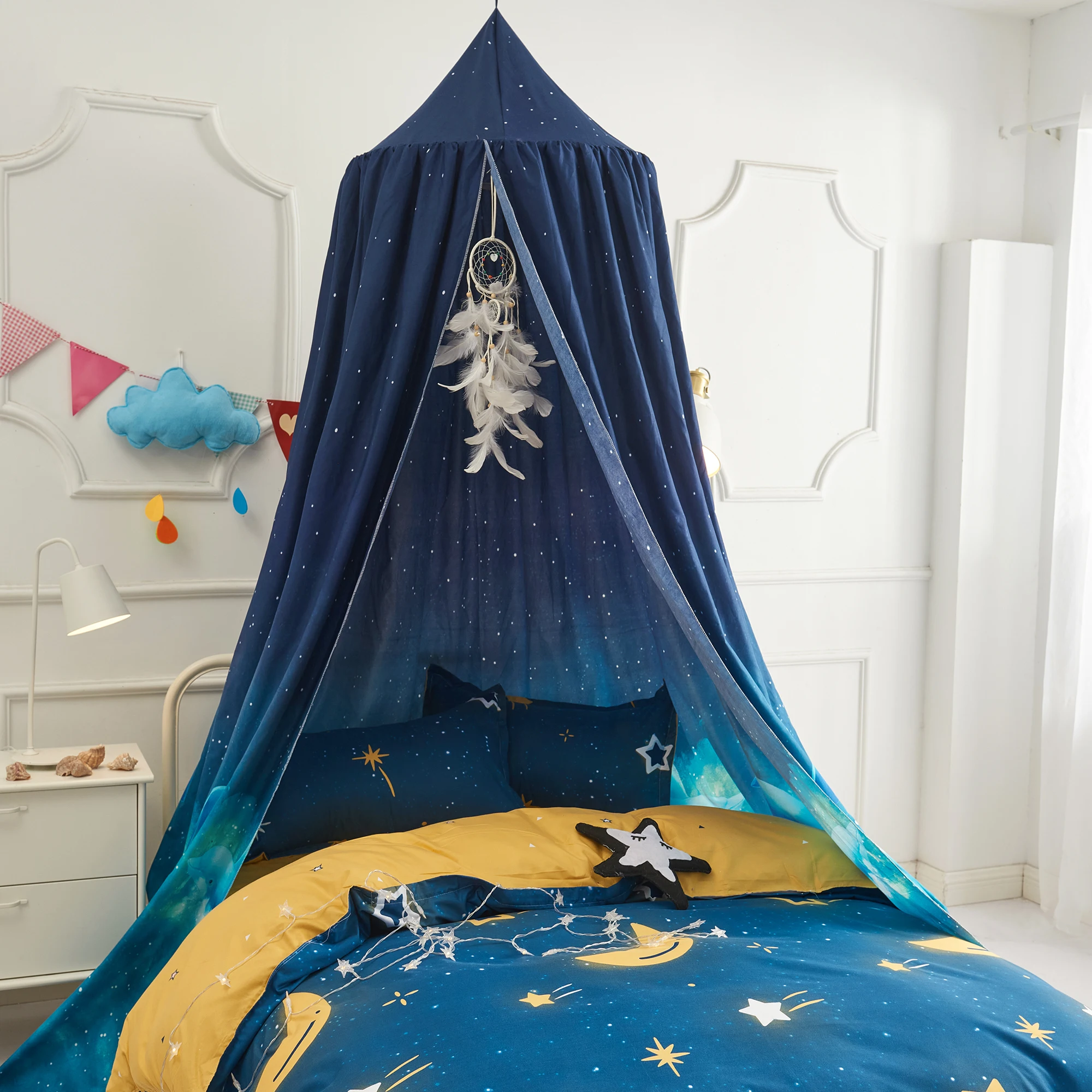 Battilo Bed Canopy Bed Curtain Mosquito Net Child Tent Round Dome Hanging Indoor Castle Play Tent For Kids Children's Room Decor